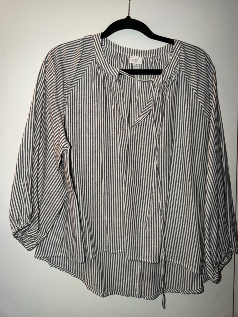 a new day Black & White Striped Peasant Tunic